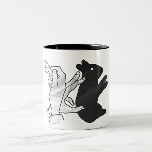 Hand Silhouette Rabbit Tweekleurige Koffiemok (Center)