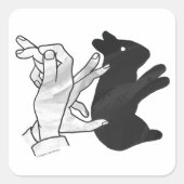 Hand Silhouette Rabbit Vierkante Sticker (Voorkant)