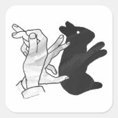 Hand Silhouette Rabbit Vierkante Sticker (Voorkant)