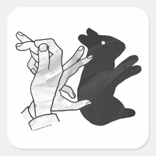 Hand Silhouette Rabbit Vierkante Sticker (Voorkant)