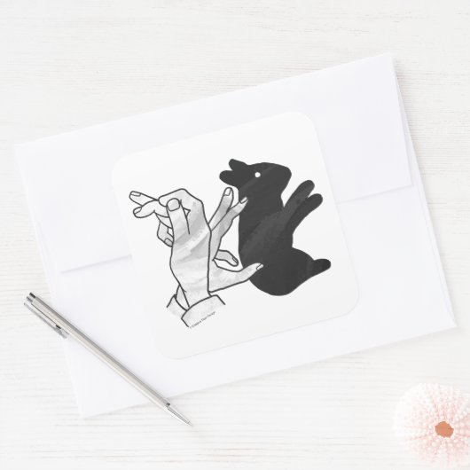 Hand Silhouette Rabbit Vierkante Sticker (Envelop)