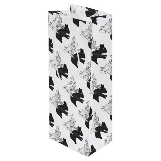 Hand Silhouette Rabbit Wijn Cadeautas (Achterkant Gekanteld)