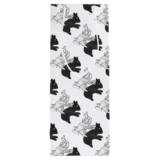 Hand Silhouette Rabbit Wijn Cadeautas (Achterkant)