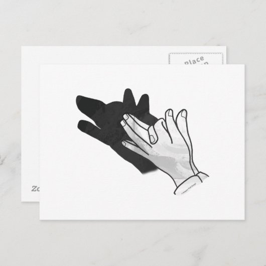 Hand Silhouette Wolf Briefkaart (Voorkant / Achterkant)