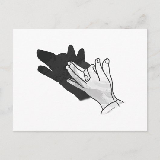 Hand Silhouette Wolf Briefkaart (Voorkant)