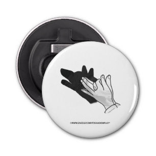 Hand Silhouette Wolf Button Flesopener