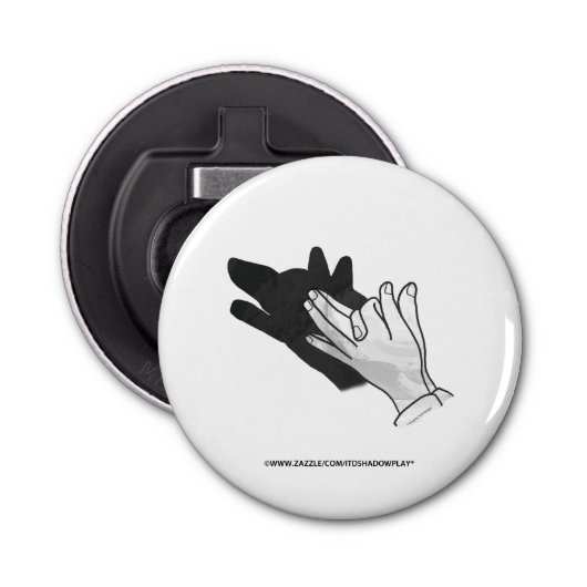 Hand Silhouette Wolf Button Flesopener (Voorkant)