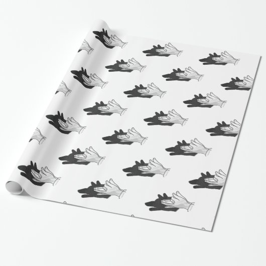 Hand Silhouette Wolf Cadeaupapier (Uitgerold)