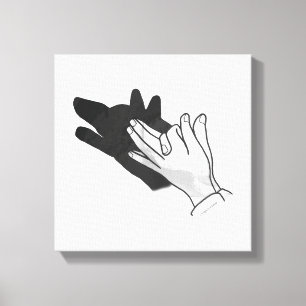 Hand Silhouette Wolf Canvas Afdruk