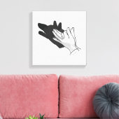 Hand Silhouette Wolf Canvas Afdruk (Insitu (Woonkamer))