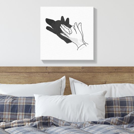 Hand Silhouette Wolf Canvas Afdruk (Insitu (Slaapkamer))