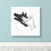 Hand Silhouette Wolf Canvas Afdruk (Insitu (Houten vloer))