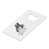Hand Silhouette Wolf Creditkaart Flessenopener (Achterkant Gekanteld)