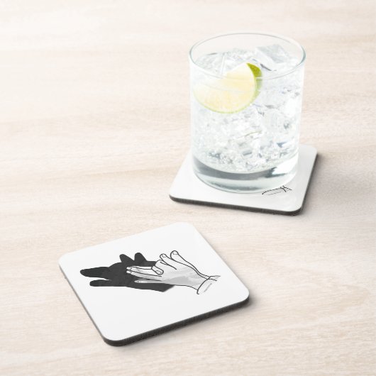 Hand Silhouette Wolf Drankjes Onderzetter (Rechterzijde)
