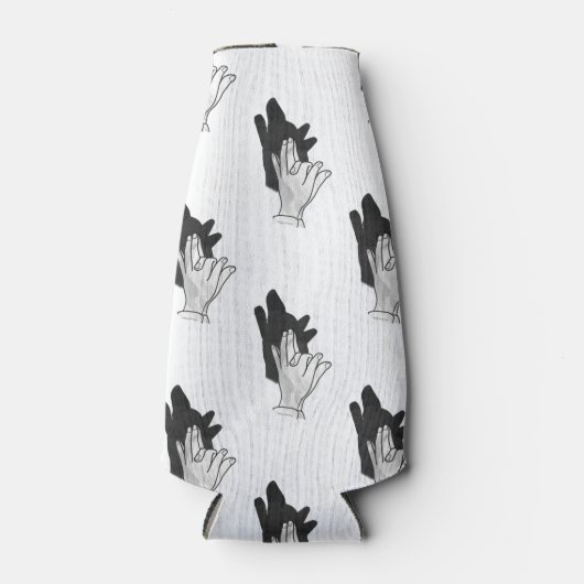 Hand Silhouette Wolf Flesjeskoeler (Voorkant)