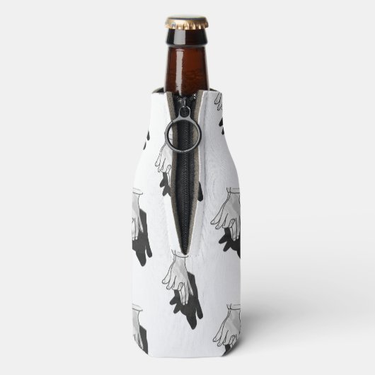 Hand Silhouette Wolf Flesjeskoeler (Fles Achterkant)