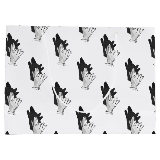 Hand Silhouette Wolf Groot Cadeauzakje (Achterkant)