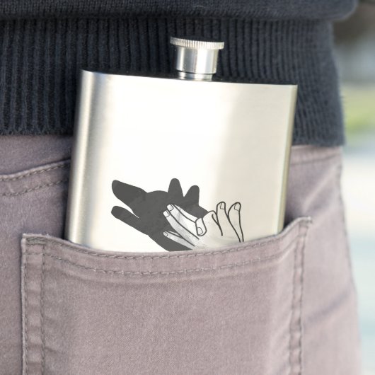 Hand Silhouette Wolf Heupfles (Voorbeeld)