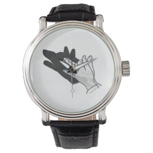 Hand Silhouette Wolf Horloge