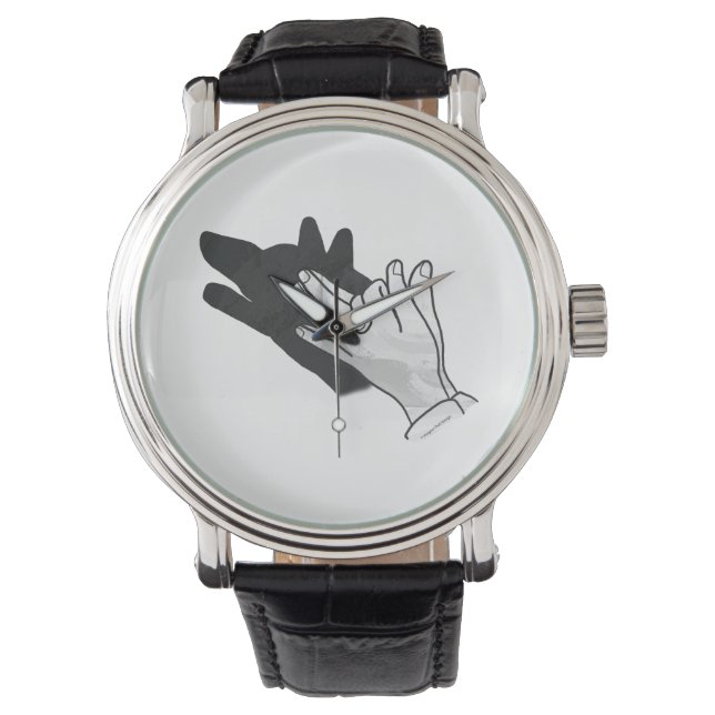 Hand Silhouette Wolf Horloge (Voorkant)
