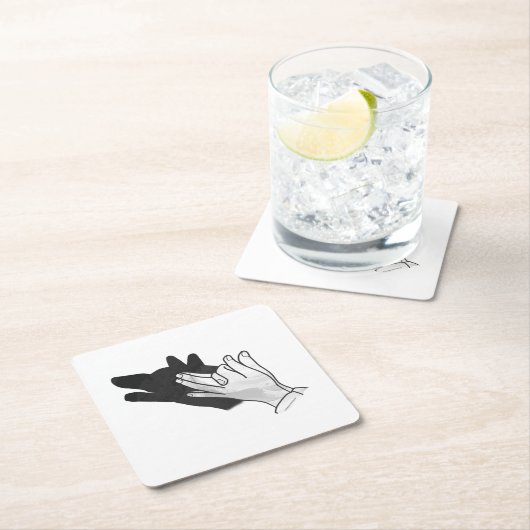 Hand Silhouette Wolf Kartonnen Onderzetters (Insitu)