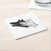 Hand Silhouette Wolf Kartonnen Onderzetters (Schuin)