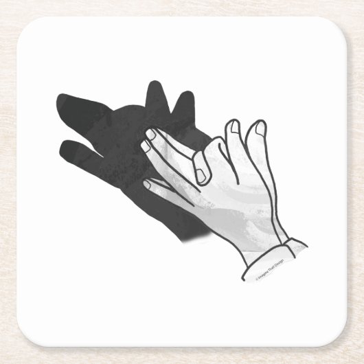 Hand Silhouette Wolf Kartonnen Onderzetters (Voorkant)