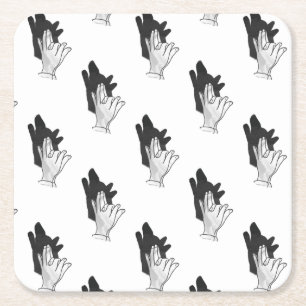 Hand Silhouette Wolf Kartonnen Onderzetters