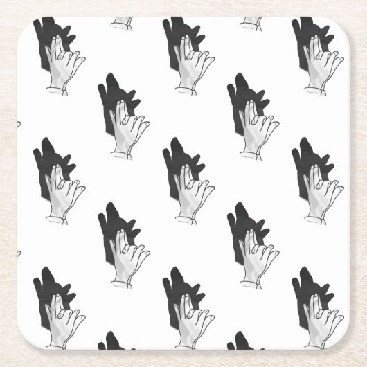 Hand Silhouette Wolf Kartonnen Onderzetters (Voorkant)