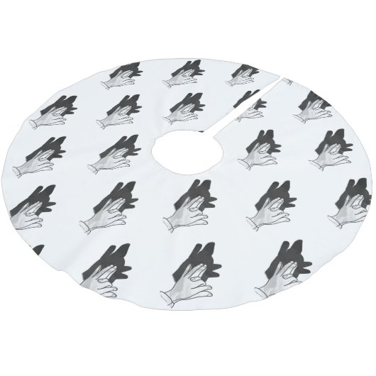 Hand Silhouette Wolf Kerstboom Rok (Gekanteld)