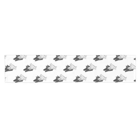 Hand Silhouette Wolf Korte Tafelloper (Horizontaal)