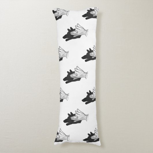 Hand Silhouette Wolf Lichaamskussen (Voorkant Verticaal)