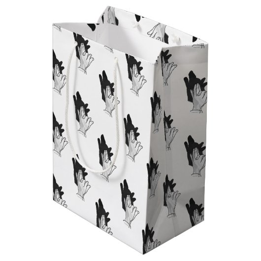 Hand Silhouette Wolf Medium Cadeauzakje (Achterkant Gekanteld)