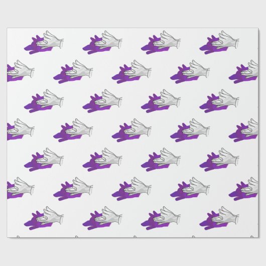 Hand Silhouette Wolf Paars Cadeaupapier (Vlak)