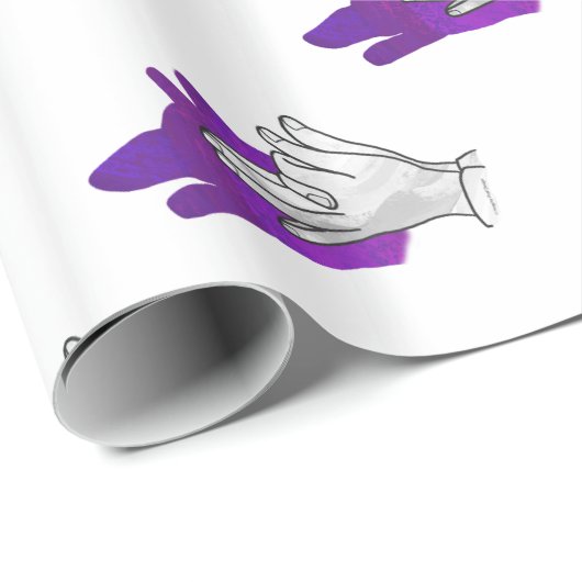 Hand Silhouette Wolf Paars Cadeaupapier (Rol Hoek)