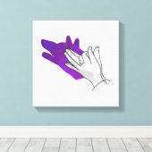 Hand Silhouette Wolf Paars Canvas Afdruk (Insitu (Houten vloer))