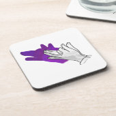 Hand Silhouette Wolf Paars Drankjes Onderzetter (Linkerzijde)