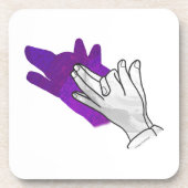 Hand Silhouette Wolf Paars Drankjes Onderzetter (Voorkant)