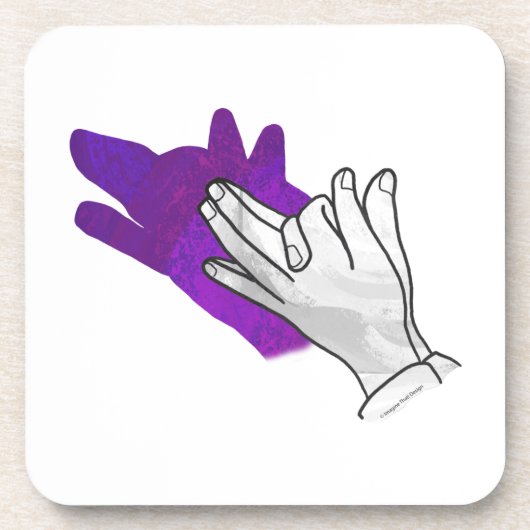 Hand Silhouette Wolf Paars Drankjes Onderzetter (Voorkant)