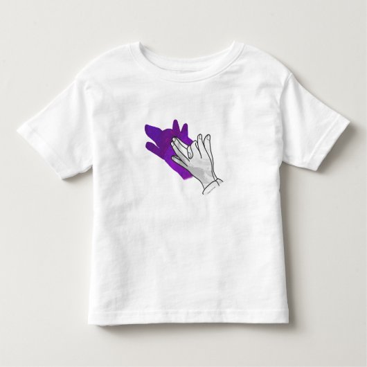 Hand Silhouette Wolf Paars Kinder Shirts (Voorkant)