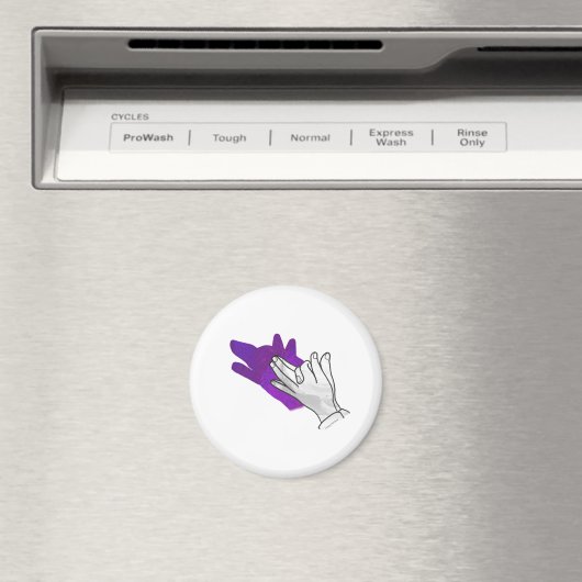 Hand Silhouette Wolf Paars Magneet (Insitu (Vaatwasser))