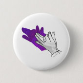 Hand Silhouette Wolf Paars Ronde Button 5,7 Cm (Voorkant)
