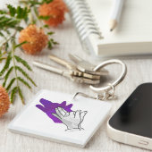 Hand Silhouette Wolf Paars Sleutelhanger (Voorkant Rechts)