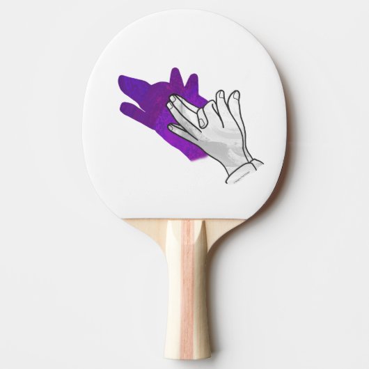 Hand Silhouette Wolf Paars Tafeltennisbatje (Voorkant)