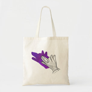 Hand Silhouette Wolf Paars Tote Bag