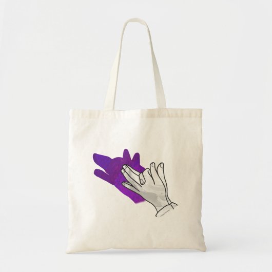 Hand Silhouette Wolf Paars Tote Bag (Voorkant)