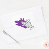 Hand Silhouette Wolf Paars Vierkante Sticker (Envelop)