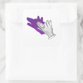 Hand Silhouette Wolf Paars Vierkante Sticker (Tas)