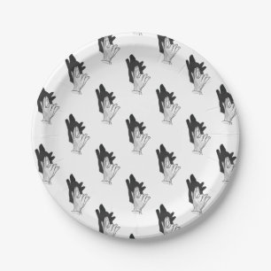 Hand Silhouette Wolf Papieren Bordje