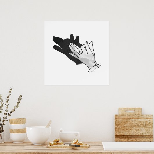Hand Silhouette Wolf Poster (Keuken)